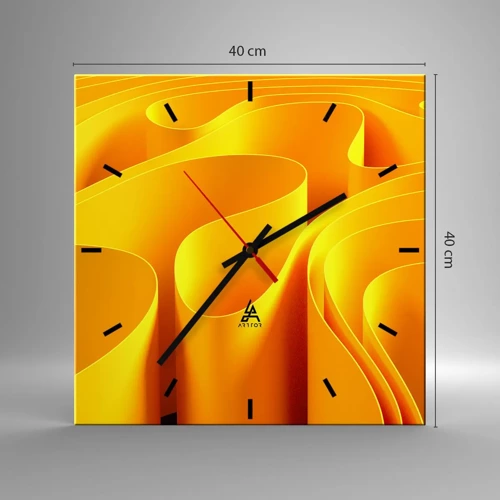 Orologio da parete - Orologio in Vetro - Come onde di sole - 40x40 cm