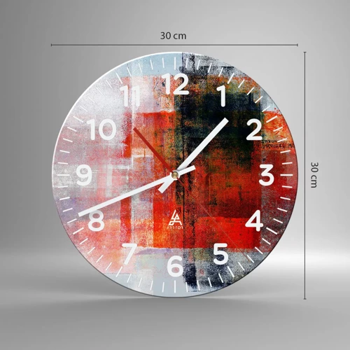 Orologio da parete - Orologio in Vetro - Composizione arroventata - 30x30 cm