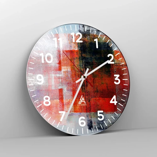 Orologio da parete - Orologio in Vetro - Composizione arroventata - 30x30 cm