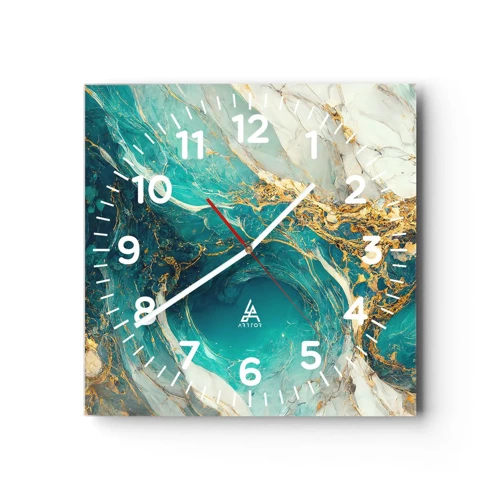 Orologio da parete - Orologio in Vetro - Composizione con vene d'oro - 30x30 cm