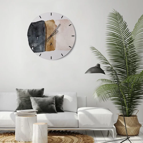 Orologio da parete - Orologio in Vetro - Composizione di colori della terra - 30x30 cm