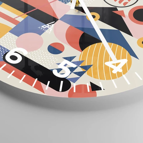 Orologio da parete - Orologio in Vetro - Composizione: divertiti - 40x40 cm