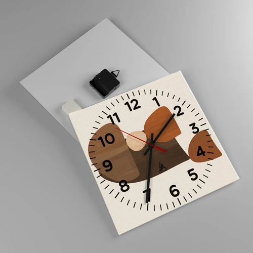 Orologio da parete - Orologio in Vetro - Composizione in marrone - 30x30 cm