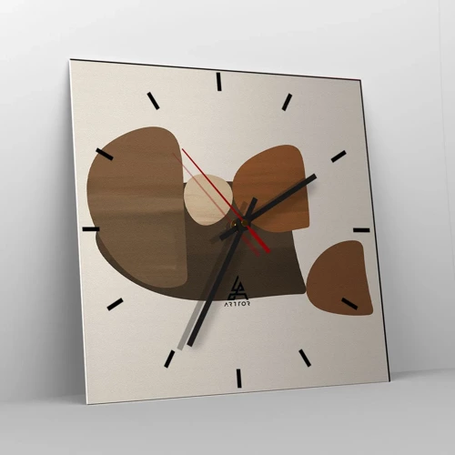 Orologio da parete - Orologio in Vetro - Composizione in marrone - 30x30 cm