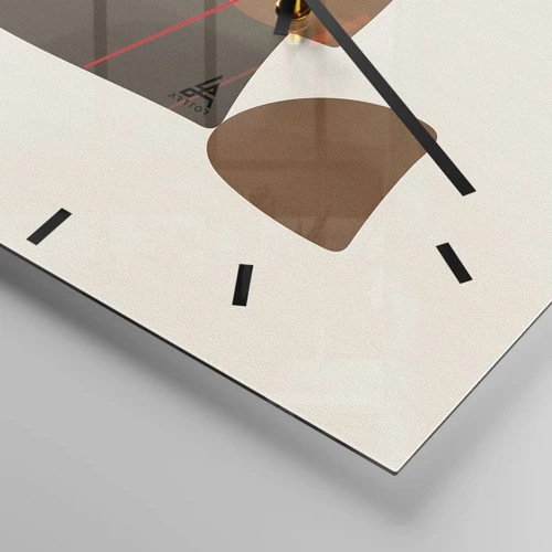 Orologio da parete - Orologio in Vetro - Composizione in marrone - 30x30 cm