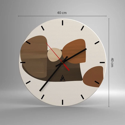 Orologio da parete - Orologio in Vetro - Composizione in marrone - 40x40 cm