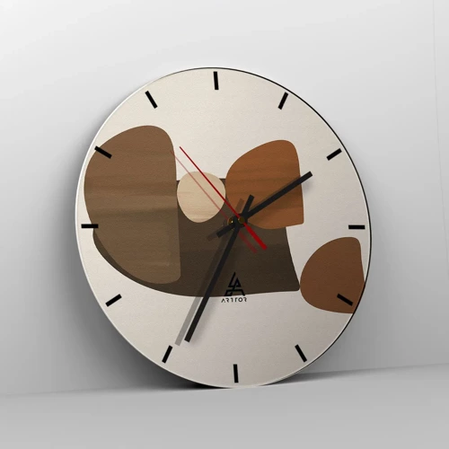 Orologio da parete - Orologio in Vetro - Composizione in marrone - 40x40 cm