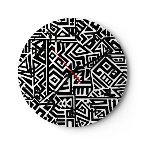 Orologio da parete - Orologio in Vetro - Composizione precolombiana - 40x40 cm