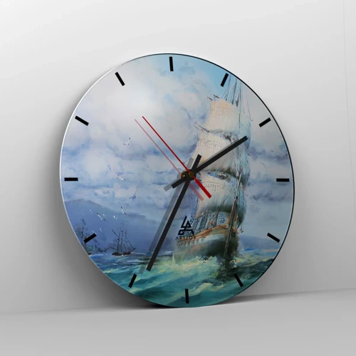 Orologio da parete - Orologio in Vetro - Con il vento in favore - 30x30 cm