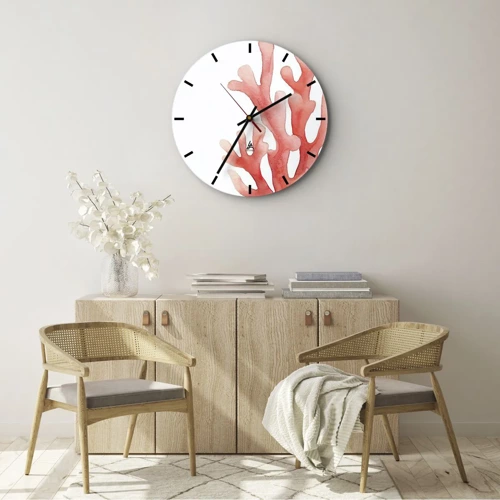Orologio da parete - Orologio in Vetro - Corallo color corallo - 30x30 cm