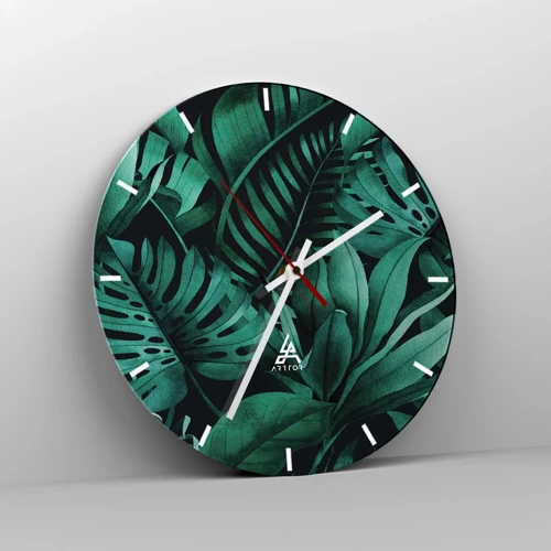 Orologio da parete - Orologio in Vetro - Dal profondo del verde tropicale - 30x30 cm