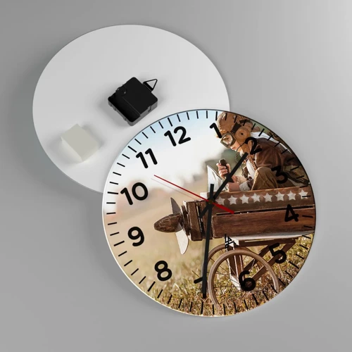 Orologio da parete - Orologio in Vetro - Decollo verso i sogni - 30x30 cm