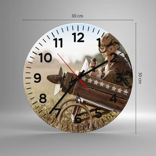 Orologio da parete - Orologio in Vetro - Decollo verso i sogni - 30x30 cm