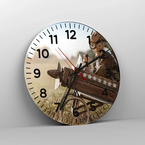 Orologio da parete - Orologio in Vetro - Decollo verso i sogni - 40x40 cm