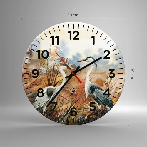 Orologio da parete - Orologio in Vetro - Dove in autunno? - 30x30 cm