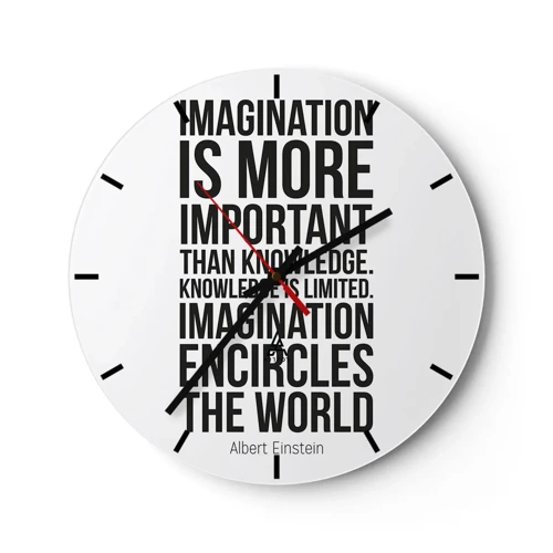 Orologio da parete - Orologio in Vetro - Einstein sul potere dell'immaginazione - 30x30 cm