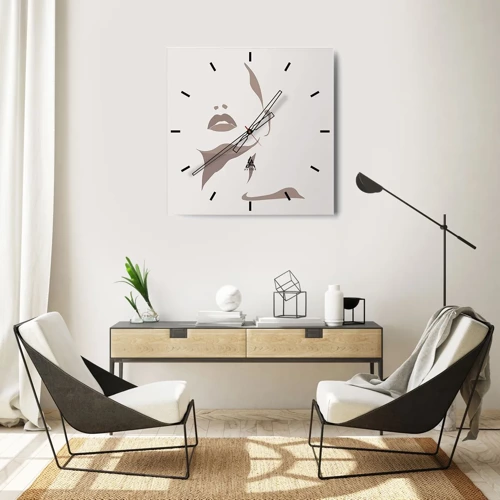 Orologio da parete - Orologio in Vetro - Fatta di luce e ombra - 40x40 cm