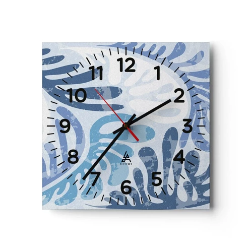 Orologio da parete - Orologio in Vetro - Felci blu - 30x30 cm