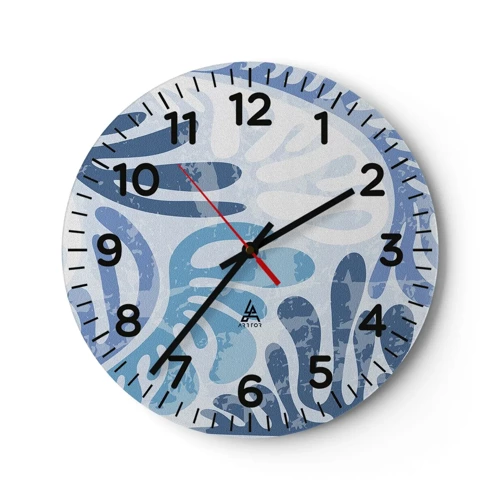 Orologio da parete - Orologio in Vetro - Felci blu - 40x40 cm