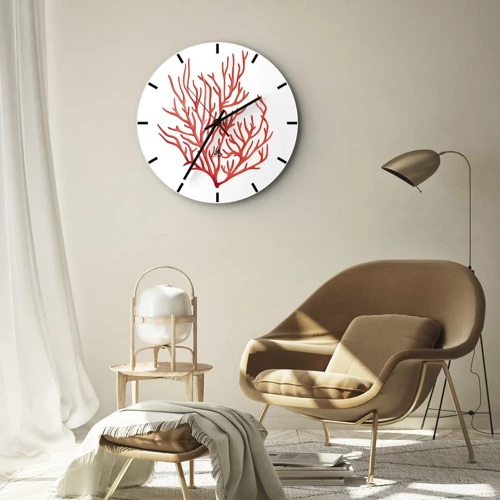 Orologio da parete - Orologio in Vetro - Filigrana di corallo - 30x30 cm