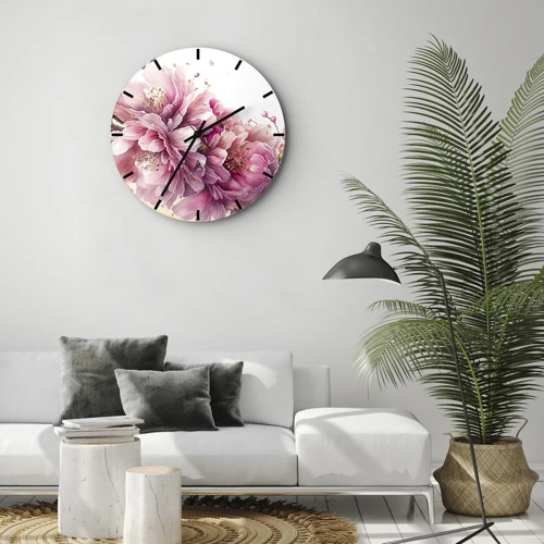 Orologio da parete - Orologio in Vetro - Fiore di ciliegio - 30x30 cm