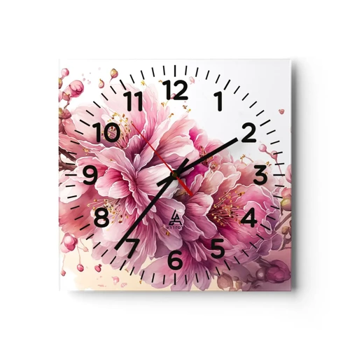 Orologio da parete - Orologio in Vetro - Fiore di ciliegio - 40x40 cm