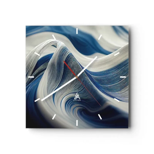 Orologio da parete - Orologio in Vetro - Fluidità di blu e di bianco - 30x30 cm
