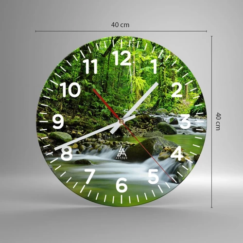 Orologio da parete - Orologio in Vetro - Fluttuando in un mare di verde - 40x40 cm
