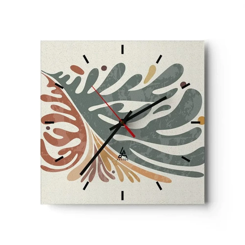 Orologio da parete - Orologio in Vetro - Foglia multicolore - 30x30 cm