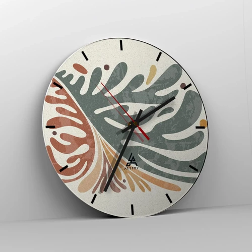 Orologio da parete - Orologio in Vetro - Foglia multicolore - 40x40 cm