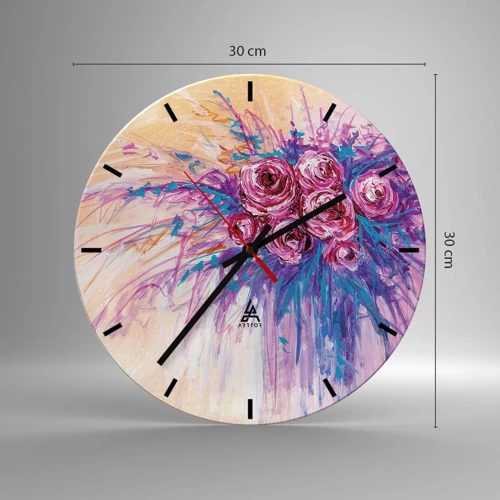 Orologio da parete - Orologio in Vetro - Fontana rosa - 30x30 cm