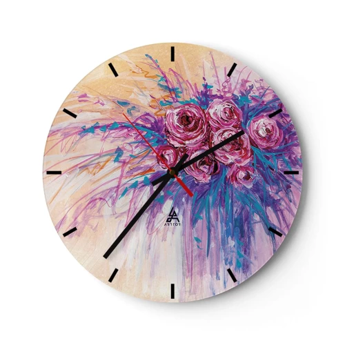 Orologio da parete - Orologio in Vetro - Fontana rosa - 40x40 cm