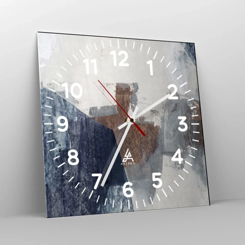 Orologio da parete - Orologio in Vetro - Forme blu e marroni - 30x30 cm