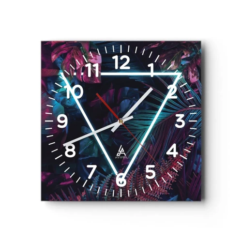 Orologio da parete - Orologio in Vetro - Giardino in stile discoteca - 30x30 cm