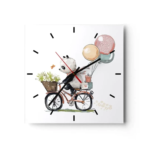 Orologio da parete - Orologio in Vetro - Giorno felice - 40x40 cm