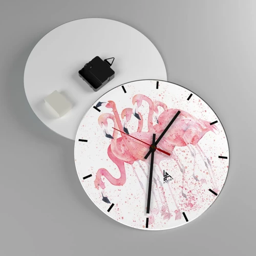 Orologio da parete - Orologio in Vetro - Gruppo in rosa - 30x30 cm