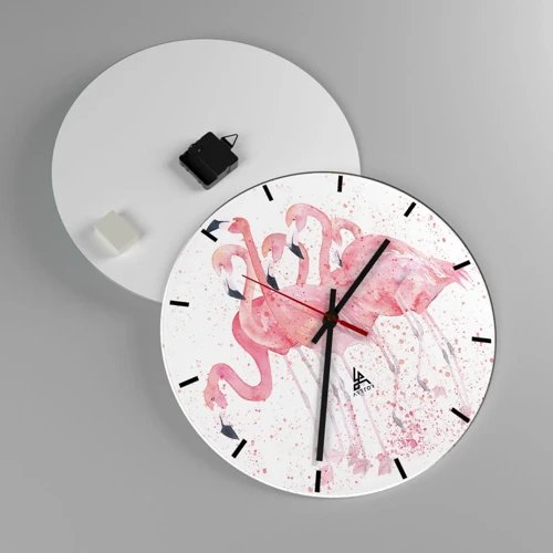 Orologio da parete - Orologio in Vetro - Gruppo in rosa - 40x40 cm