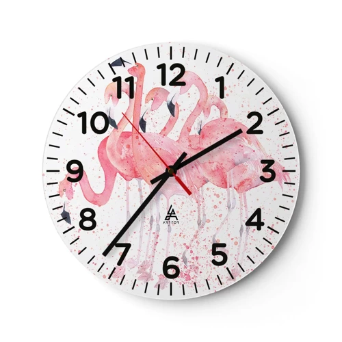 Orologio da parete - Orologio in Vetro - Gruppo in rosa - 40x40 cm