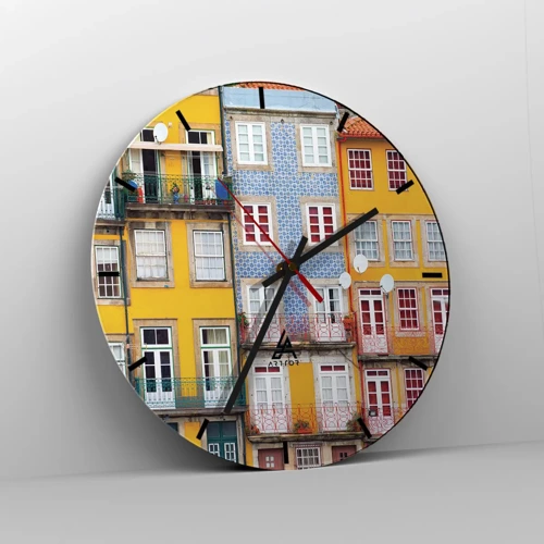 Orologio da parete - Orologio in Vetro - I colori della città vecchia - 30x30 cm