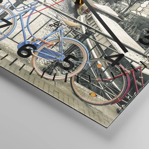 Orologio da parete - Orologio in Vetro - I colori delle strade di Amsterdam - 40x40 cm