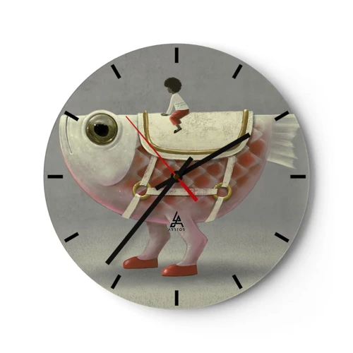 Orologio da parete - Orologio in Vetro - Il cavaliere del pesce - 40x40 cm