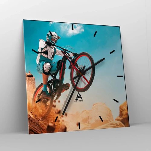 Orologio da parete - Orologio in Vetro - Il demone della follia ciclistica - 30x30 cm