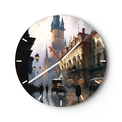 Orologio da parete - Orologio in Vetro - Il fascino delle sere di Praga - 40x40 cm