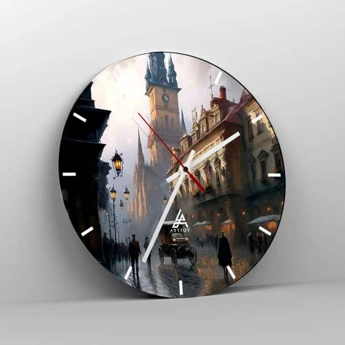 Orologio da parete - Orologio in Vetro - Il fascino delle sere di Praga - 40x40 cm