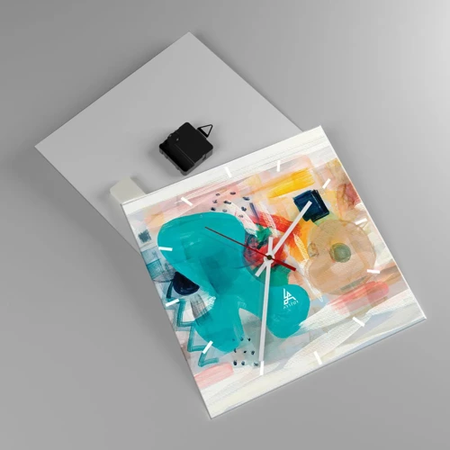 Orologio da parete - Orologio in Vetro - Il gioco dei colori - 30x30 cm