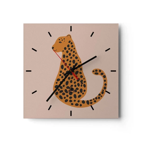 Orologio da parete - Orologio in Vetro - Il leopardo è un motivo di moda - 40x40 cm