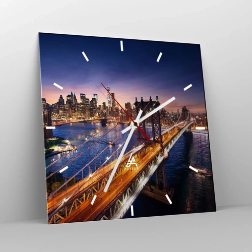 Orologio da parete - Orologio in Vetro - Il ponte luminoso fino al cuore della città - 40x40 cm