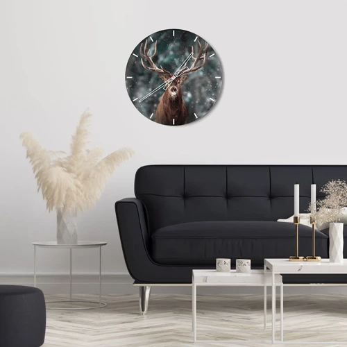 Orologio da parete - Orologio in Vetro - Il re del bosco incoronato - 30x30 cm