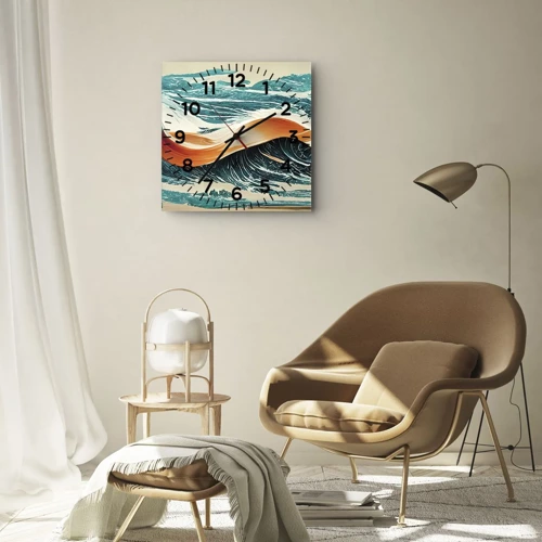 Orologio da parete - Orologio in Vetro - Il sogno del surfista - 40x40 cm