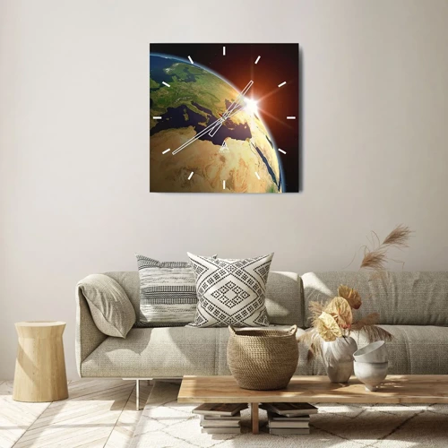 Orologio da parete - Orologio in Vetro - Il sorgere del sole - 30x30 cm